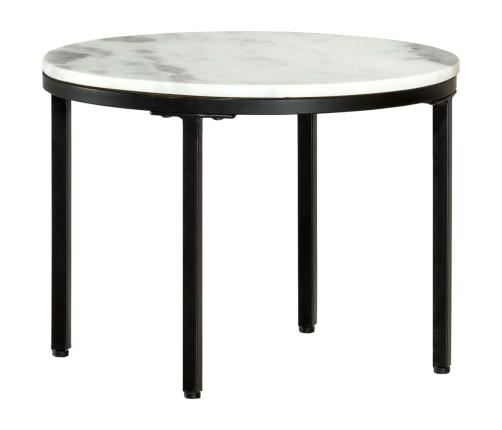 Mesa de centro mármol macizo auténtico blanco y negro Ø50 cm