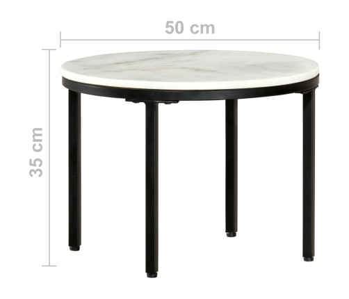 Mesa de centro mármol macizo auténtico blanco y negro Ø50 cm