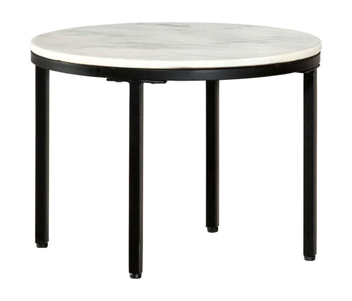 Mesa de centro mármol macizo auténtico blanco y negro Ø50 cm