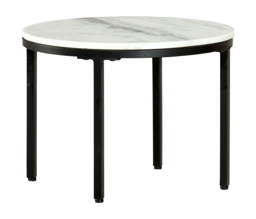 Mesa de centro mármol macizo auténtico blanco y negro Ø50 cm