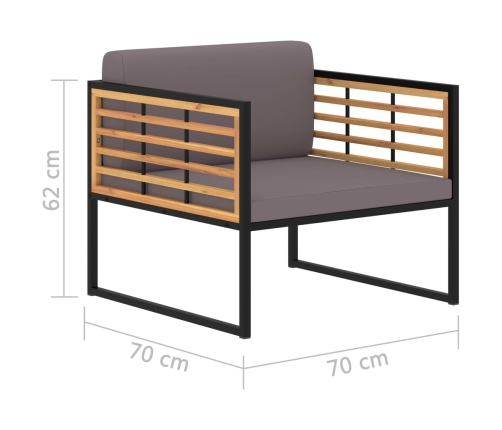 Sillas jardín 2 uds y cojines madera maciza acacia gris oscuro