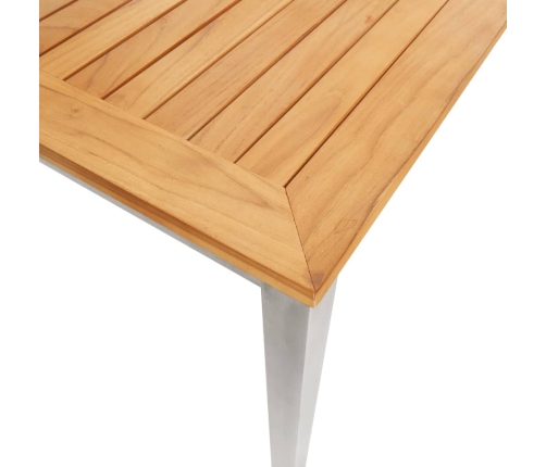 Mesa de jardín madera maciza teca acero inoxidable 160x80x75 cm