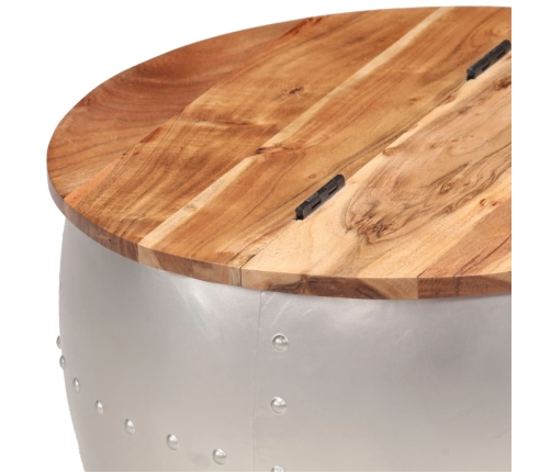 Mesa de centro de madera maciza de acacia 53x43 cm