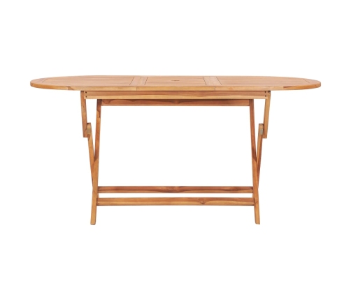 Mesa plegable de jardín madera maciza de teca 160x80x75 cm