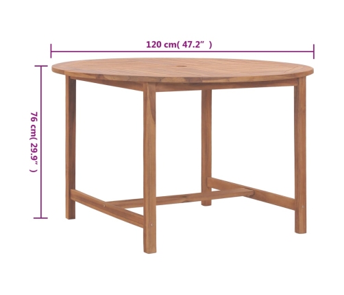 Mesa de jardín de madera maciza de teca 120x76 cm