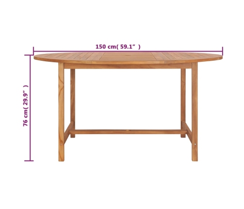 Mesa de jardín de madera de teca maciza 150x76 cm