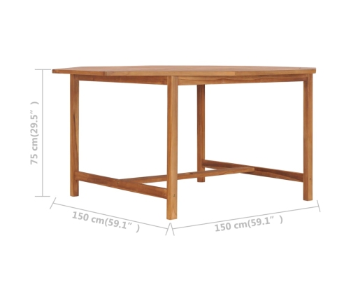 Mesa de jardín de madera maciza de teca 150x150x75 cm