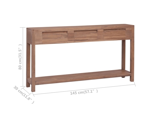 Mesa consola de madera maciza de teca 145x30x80 cm