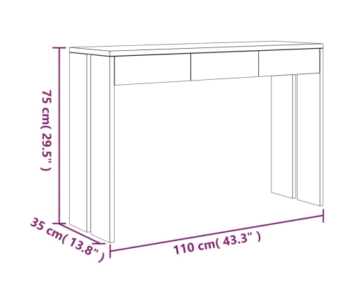 vidaXL Mesa consola de madera maciza de teca 110x35x75 cm