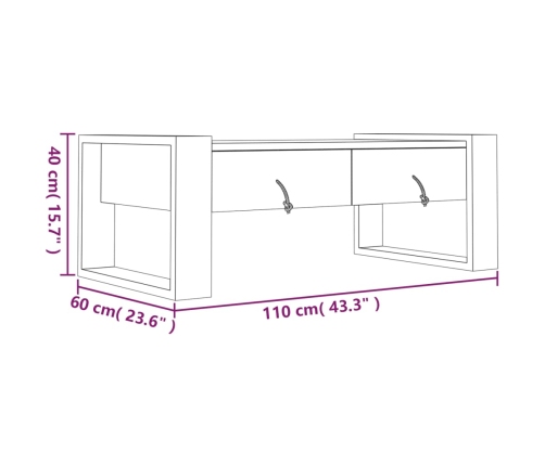 Mesa de centro de madera maciza de teca 110x60x40 cm