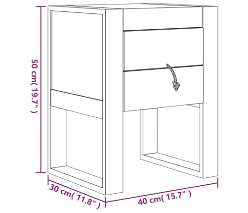 Mesita de noche de madera maciza de teca 40x30x50 cm
