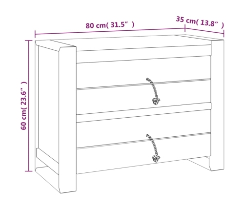 Aparador de madera maciza de teca 80x35x60 cm