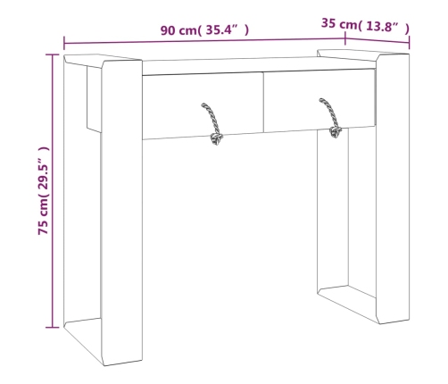 Mesa consola de madera maciza de teca 90x35x75 cm