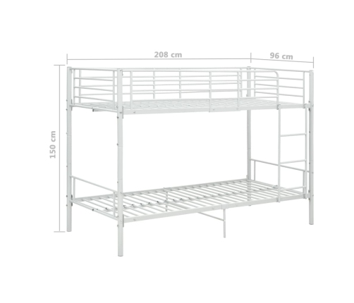 vidaXL Cama litera de metal blanca 90x200 cm