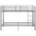 Cama litera de metal gris 90x200 cm