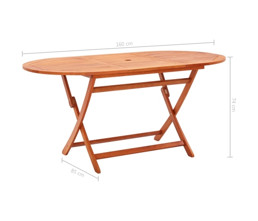 Mesa de jardín plegable madera maciza de eucalipto 160x85x74 cm