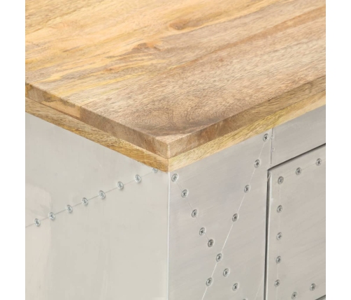 Mesa de centro de aviador madera maciza de mango 100x50x36 cm