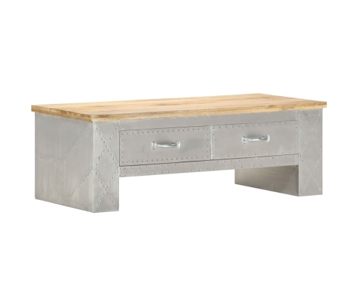 Mesa de centro de aviador madera maciza de mango 100x50x36 cm