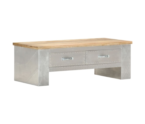 Mesa de centro de aviador madera maciza de mango 100x50x36 cm