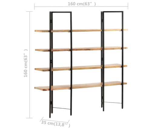 Estantería de 4 niveles madera maciza de mango 160x35x160 cm