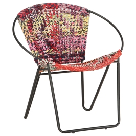 Silla circular chindi de tela multicolor