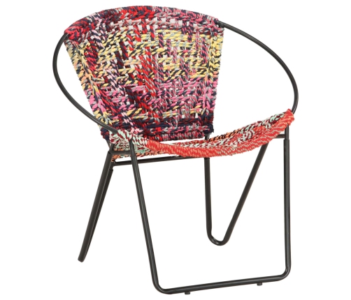 Silla circular chindi de tela multicolor