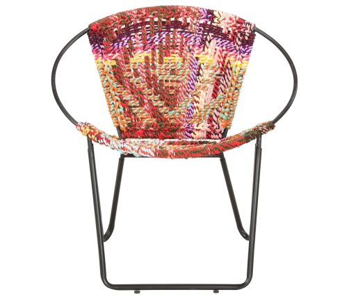 Silla circular chindi de tela multicolor