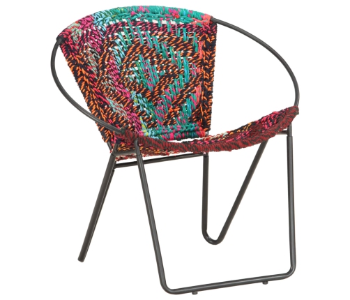 Silla circular chindi de tela multicolor