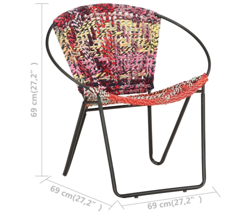 Silla circular chindi de tela multicolor