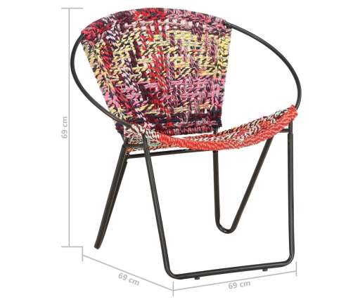 Silla circular chindi de tela multicolor