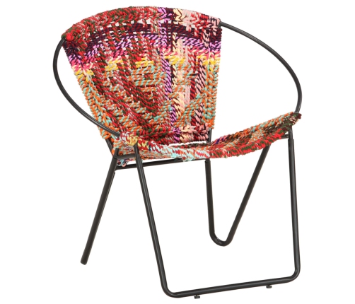 Silla circular chindi de tela multicolor