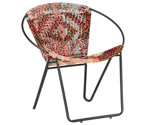 Silla circular chindi de tela multicolor