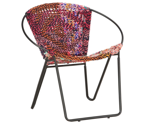 Silla circular chindi de tela multicolor