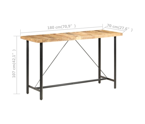 Mesa de bar madera maciza de mango rugosa 180x70x107 cm