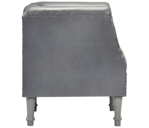 Sillón de cuero de cabra auténtico gris