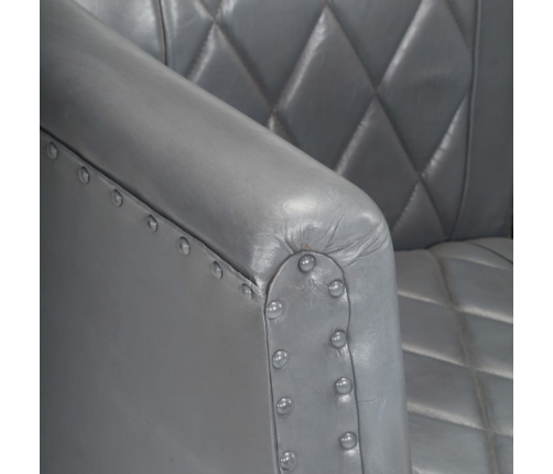 Sillón de cuero de cabra auténtico gris