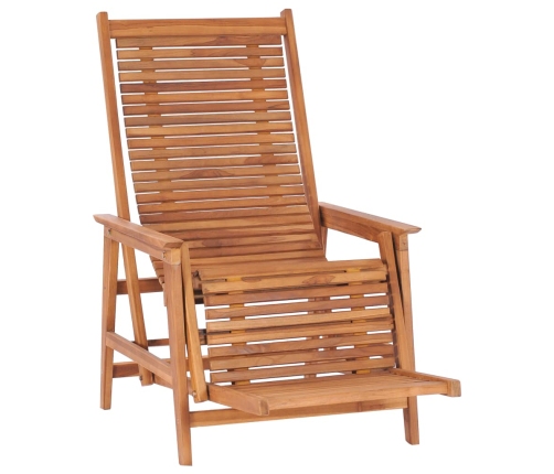 Silla de jardín con reposapiés madera maciza de teca