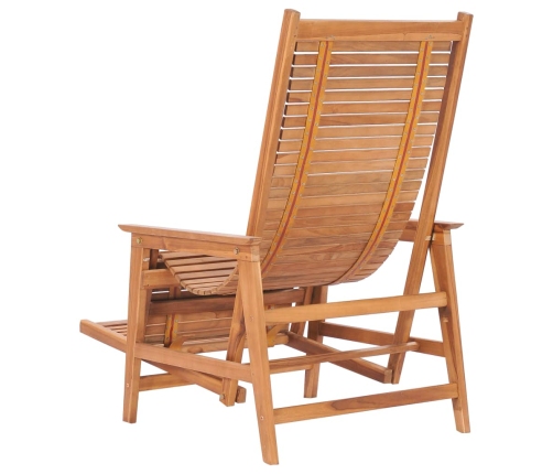 Silla de jardín con reposapiés madera maciza de teca