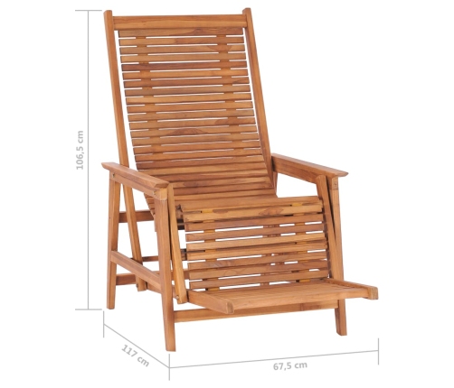 Silla de jardín con reposapiés madera maciza de teca