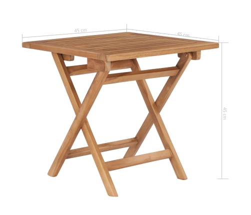 Mesa de jardín plegable madera maciza de teca 45x45x45 cm