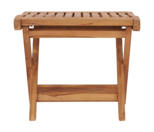 Reposapiés plegable madera maciza de teca 46,5x49x41,5 cm