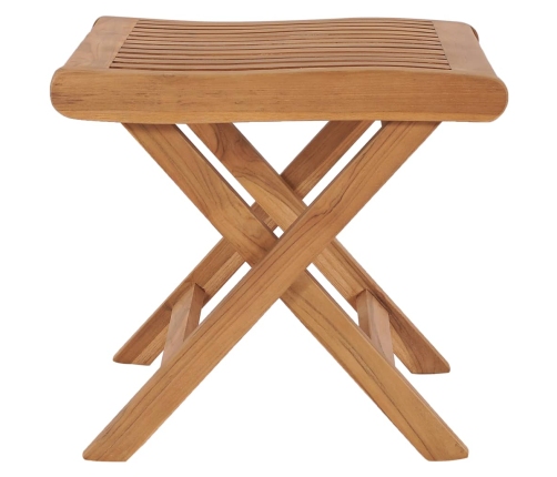 Reposapiés plegable madera maciza de teca 46,5x49x41,5 cm