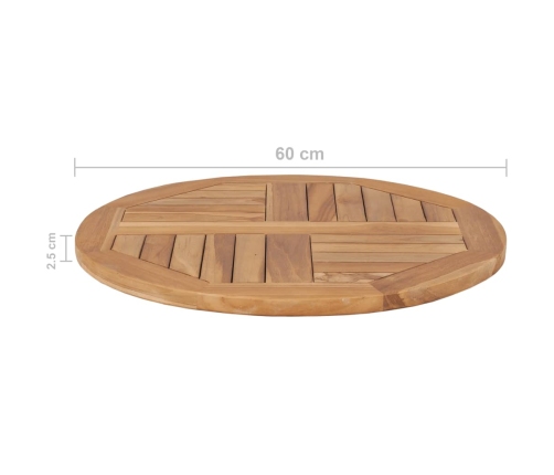 Superficie de mesa redonda madera maciza de teca 2,5 cm 60 cm