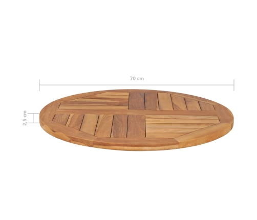 Superficie de mesa redonda madera maciza de teca 2,5 cm 70 cm