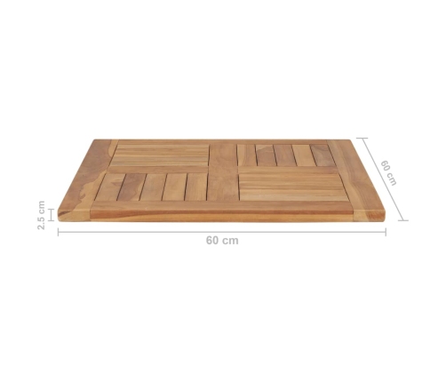 Superficie de mesa de madera maciza de teca 60x60x2,5 cm