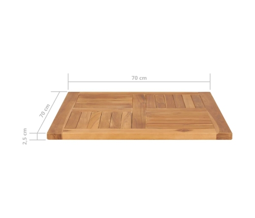 Superficie de mesa de madera maciza de teca 70x70x2,5 cm