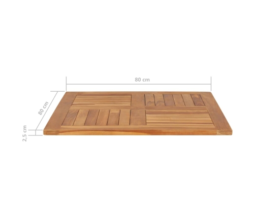 Superficie de mesa cuadrada madera maciza de teca 80x80x2,5 cm