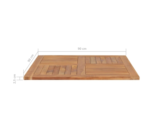 Superficie de mesa cuadrada madera maciza de teca 90x90x2,5 cm