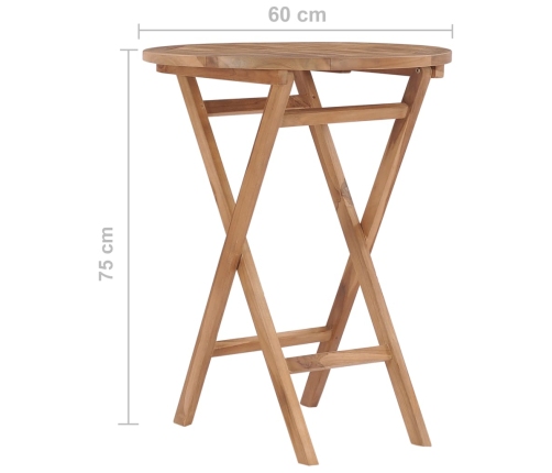 vidaXL Mesa de jardín plegable madera maciza de teca 60 cm