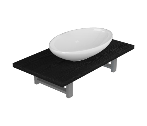 Conjunto de muebles de baño 2 piezas cerámica negro